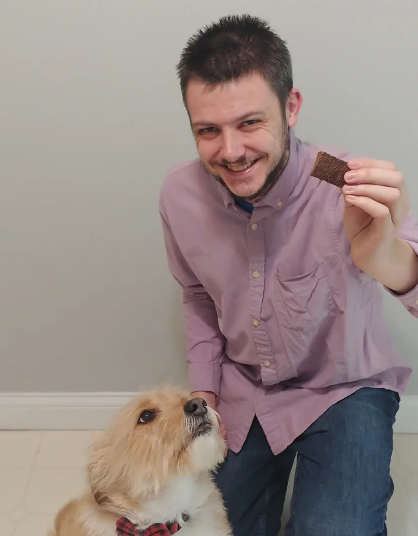 Dustin with his dog, Maple
